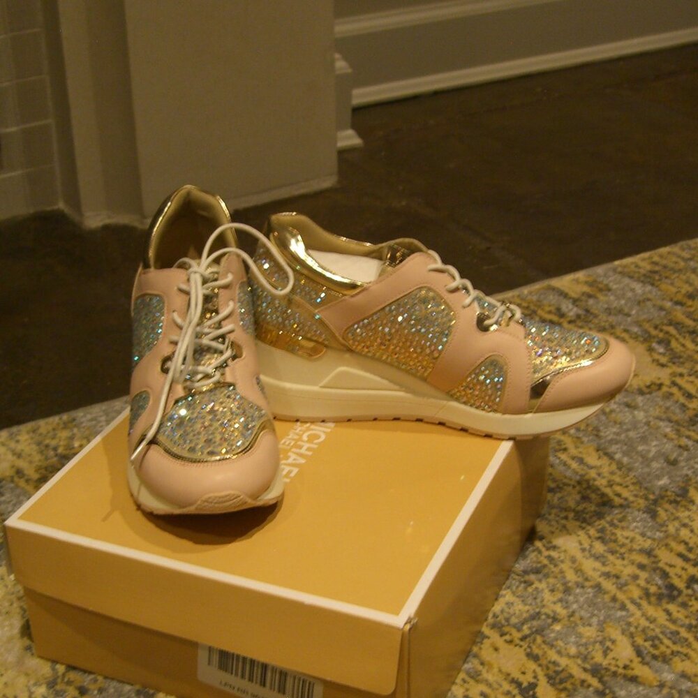 NIB MICHAEL MICHAEL KORS BIG KIDS GIRLS NEO KRYSTAL ATHLETIC SHOES US5 - Picture 4 of 9
